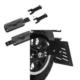 Top-Preis Set: Sozius Fussrasten mit Halter passend für Harley Davidson Softail 18-25 Craftride SF6 schwarz + Seitlicher Kennzeichenhalter passend für Harley Davidson Softail 18-25 Craftride schwarz