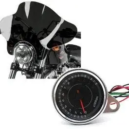 Günstig Set: Windschild Batwing passend für Custombikes inkl. Haltesatz dunkel getönt + Drehzahlmesser Analog CVT chrom