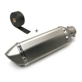 Set SA8 Auspuff Force Edelstahl und Hitzeschutzband passend für Aprilia Tuono V4 1100 Factory Zaddox Markenware