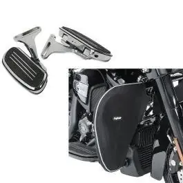 Bestpreis Set: Beifahrer Trittbretter + Halter CF2S passend für Harley Davidson Street Glide 06-22 Craftride + Sturzbügel Spritzschutz passend für Harley Davidson Street Glide 06-22 Beinwärmer Craftride