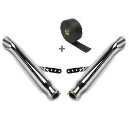 Set TO4 2x Endschalldämpfer Turn Out und Hitzeschutzband passend für Honda CA 125 Rebel Craftride Garantierte Lieferung
