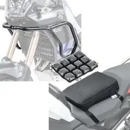 Letzte Chance Set: Verkleidungsschutzbügel passend für Yamaha Tenere 700 19-24 Motoguard Tank-Sturzbügel oben + Motorrad Luftkissen Yamaha Tenere 700 Sitzbank Tourtecs Air S schwarz