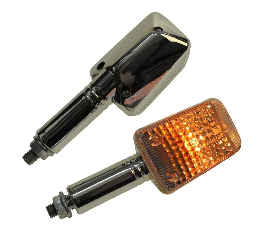 Motorrad Mini Blinker Flood chrom klar E-geprüft M8 Begrenztes Angebot