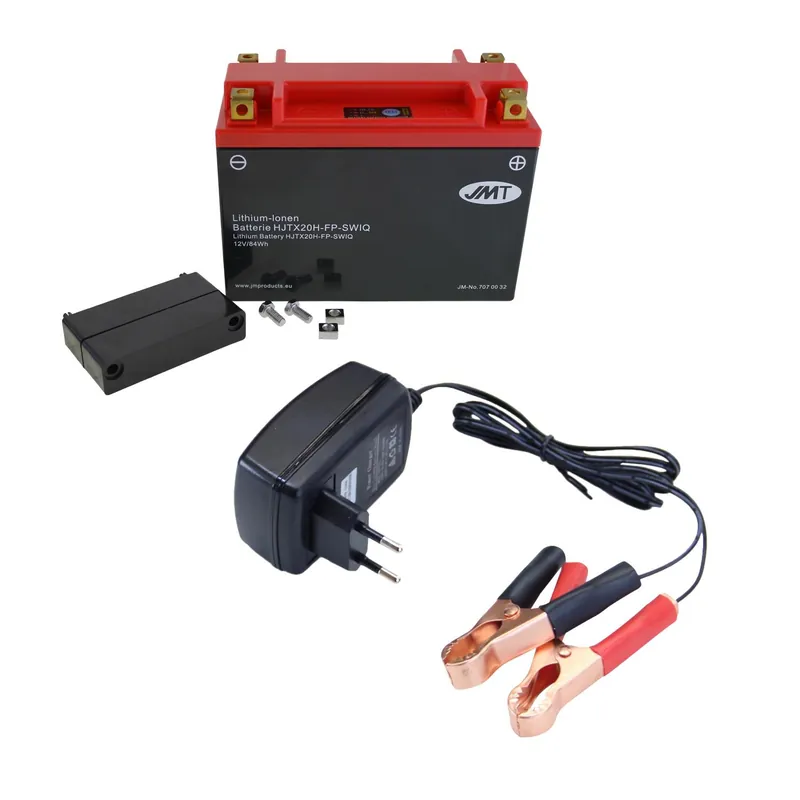 Lithium-Ionen-Batterie JMT HJTX20H-FP, 12 V 7 Ah, universal 4 Kontakte, DIN 52012 + Ladegerät Preisknaller