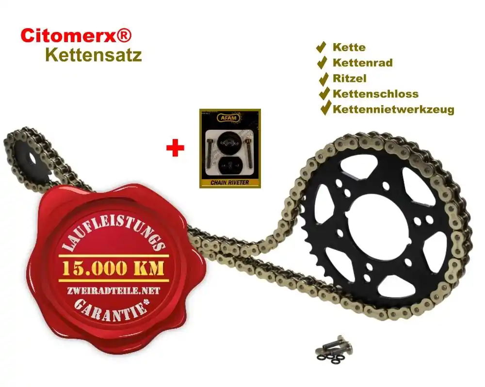 Günstig Kettensatz 15 42 für Honda Hornet CB 600 (PC34 PC36 PC38) 1998-2007 gold + Kettennietwerkzeug