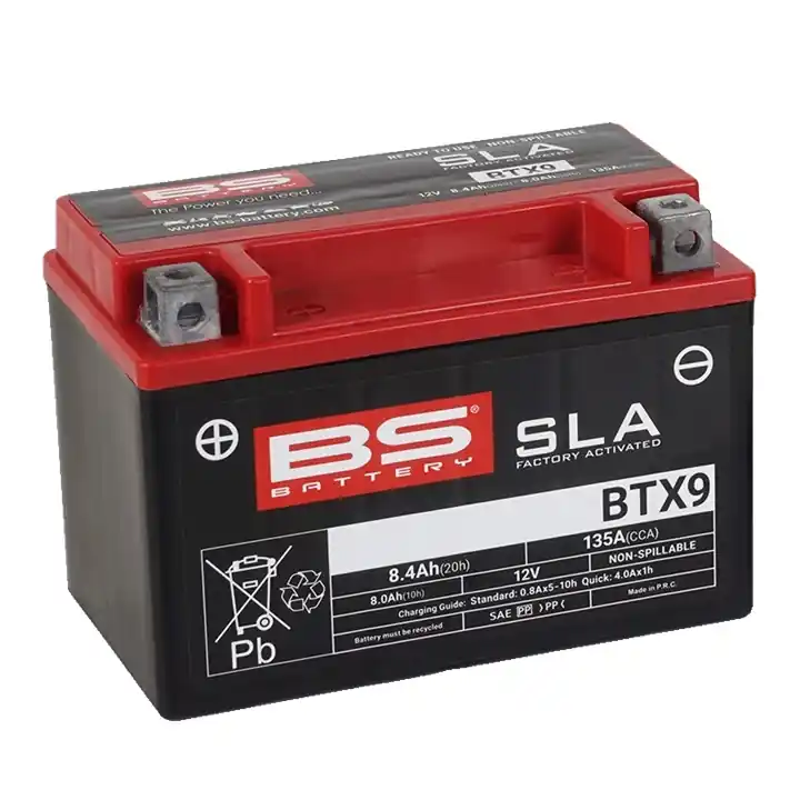 Werkaktivierte Motorradbatterie BS-BATTERY BTX9 (FA) (YTX9 (FA)) SLA Markenware