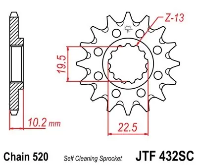 Ritzel JT JTF 432-13SC 13T, 520 Self Cleaning Lightweight Kostenloser Rückversand