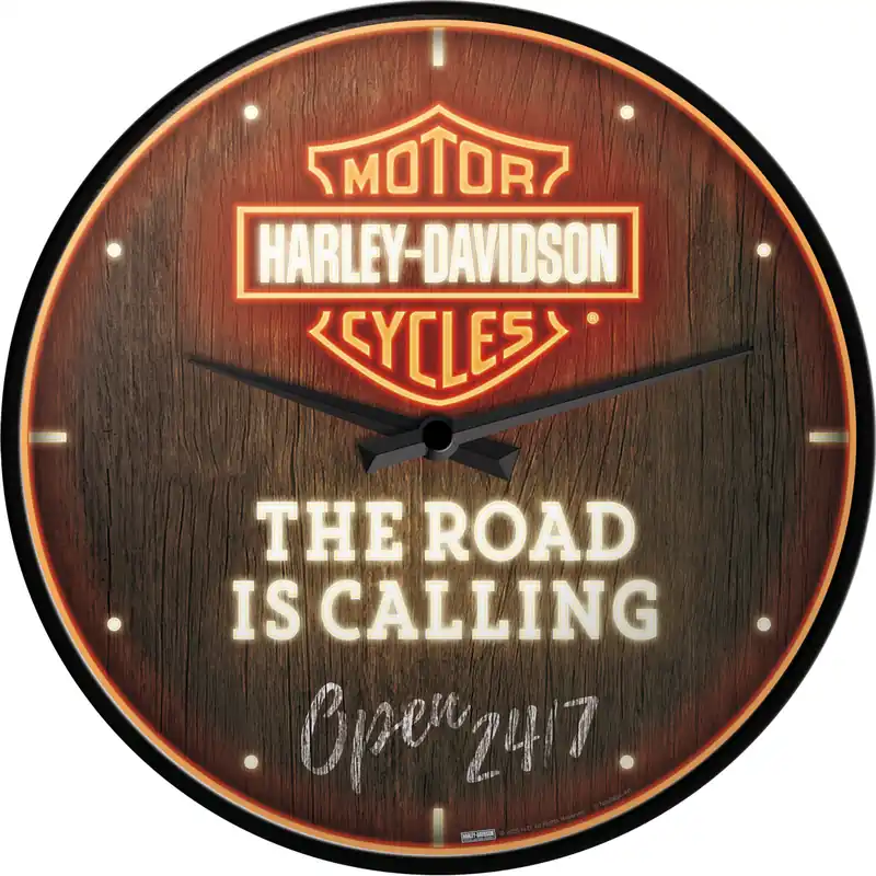 Nostalgic-Art Wanduhr Harley-Davidson - Road is Calling Neon Neuheit