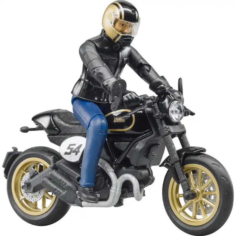 Bruder Scrambler Ducati Cafe Racer mit Fahrer Preis Gesenkt