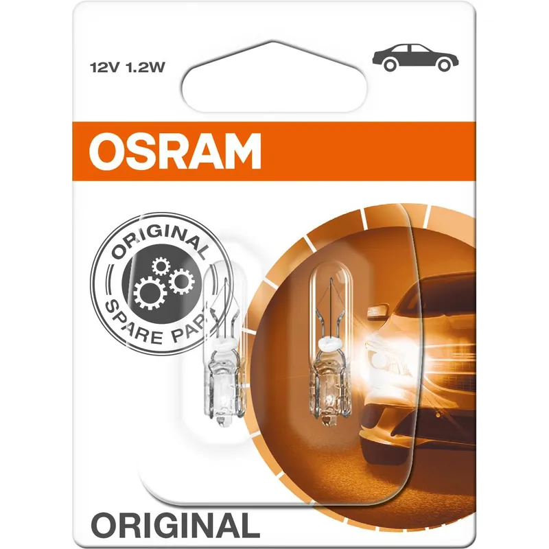 Osram Original Leuchtmittelpaar 12V, 1,2W Glassockel W2x4.6d Kracherpreis
